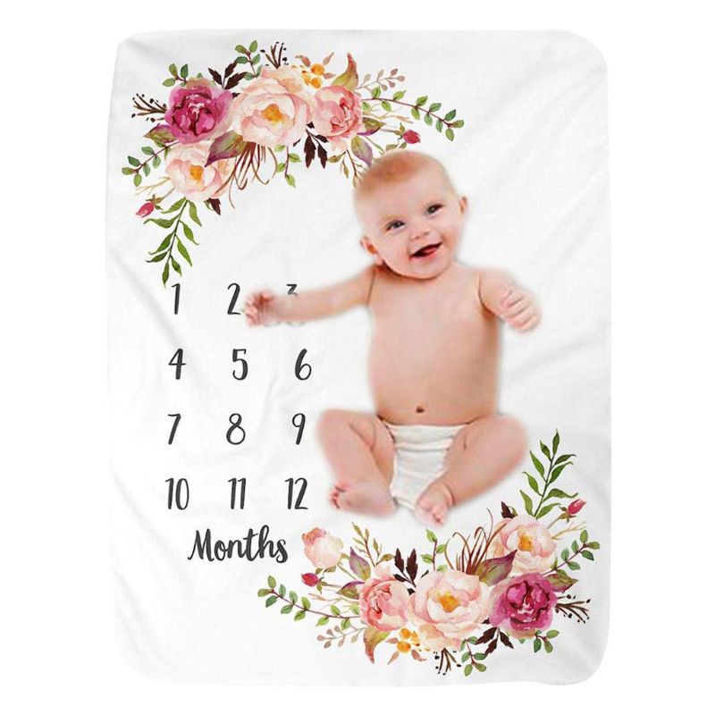 Chăn Họa Tiết Hoạt Hình Đánh Dấu Cột Mốc Phát Triển Theo Tháng Làm Phụ Kiện Chụp Ảnh Cho Bé Gái Sơ Sinh