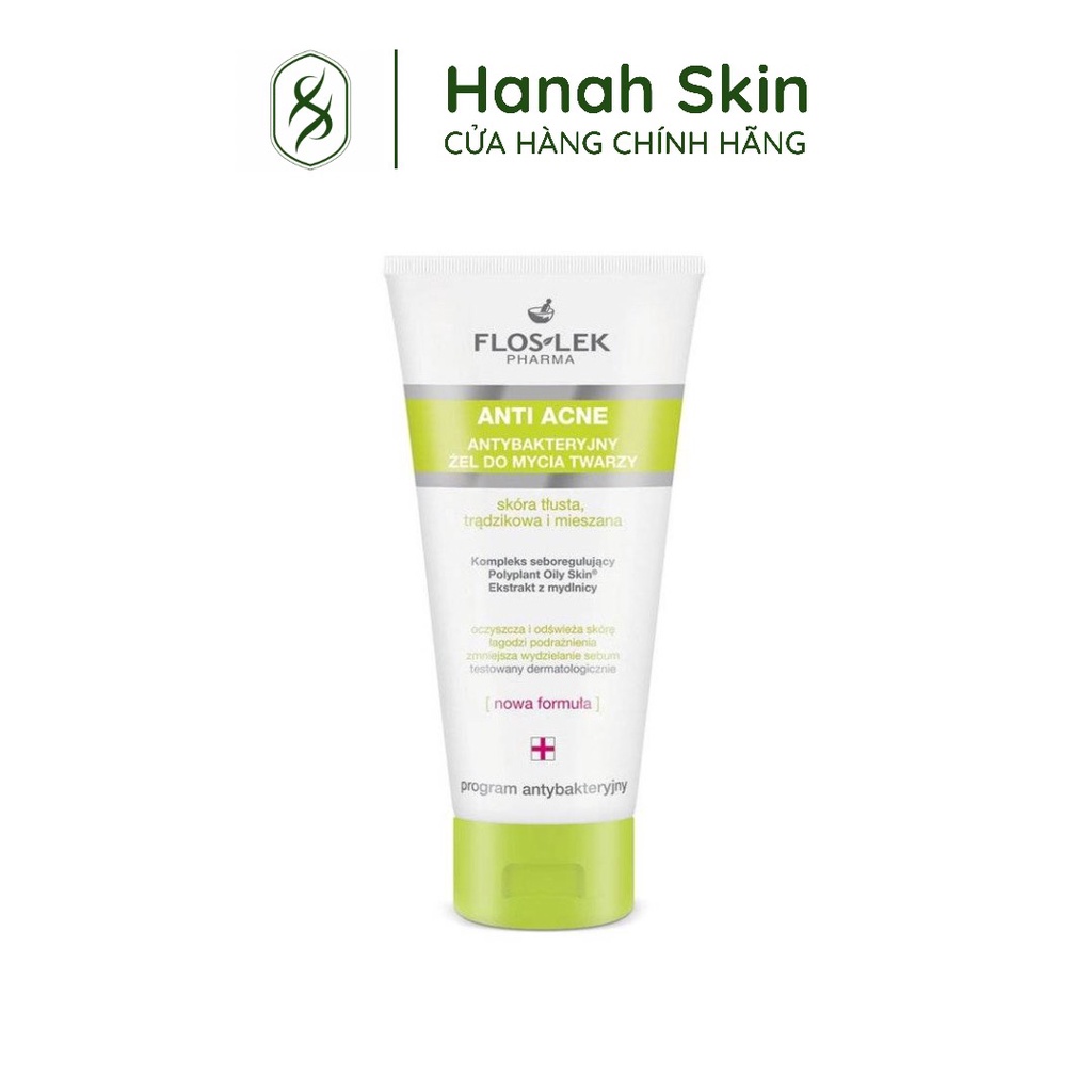 HANAH SKIN – Sữa rửa mặt diệt khuẩn cho da nhờn mụn Floslek Anti Acne Bacterial Face Cleansing Gel