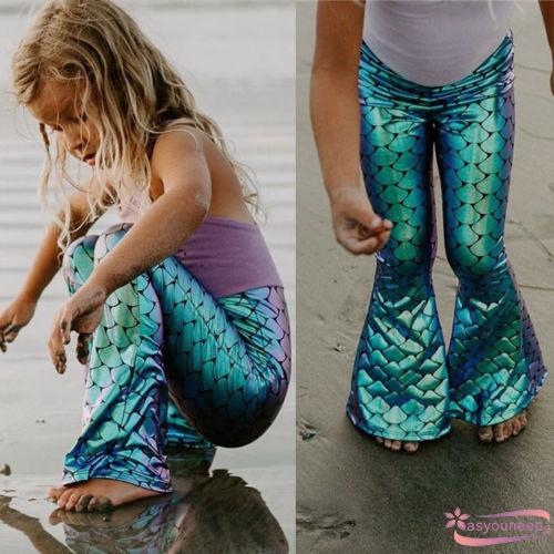 Quần legging dáng ôm họa tiết vảy cá đáng yêu cho bé gái