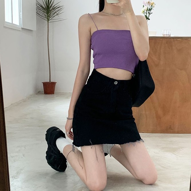 Cocory vn Áo sát nách dệt kim kiểu dáng đơn giản trẻ trung quyến rũ cho nữ