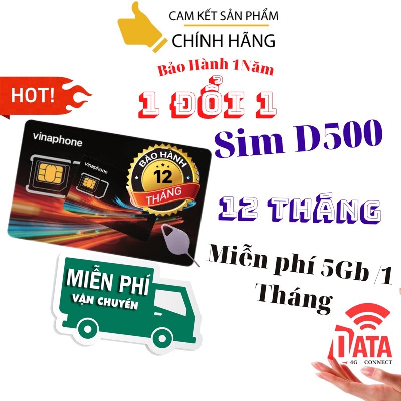 SIM D500 ( Miễn phí 1 năm vào mạng 4G Tốc Độ Cao )Có Video kèm test Tốc Độ Cao , Bảo Hành 12 Tháng