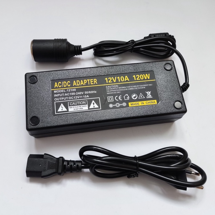 Adapter 12V/10A Bộ Chuyển Đổi Nguồn Điện 220V Sang 12V Đầu Cắm Ô Tô cho Máy Bơm Lốp Tủ Lạnh Mini Máy Hút Bụi Mini