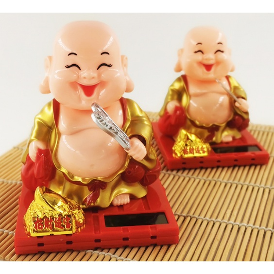 Phật Di Lặc Gật Đầu, Chạy bằng năng lượng mặt trời size lon 11cm