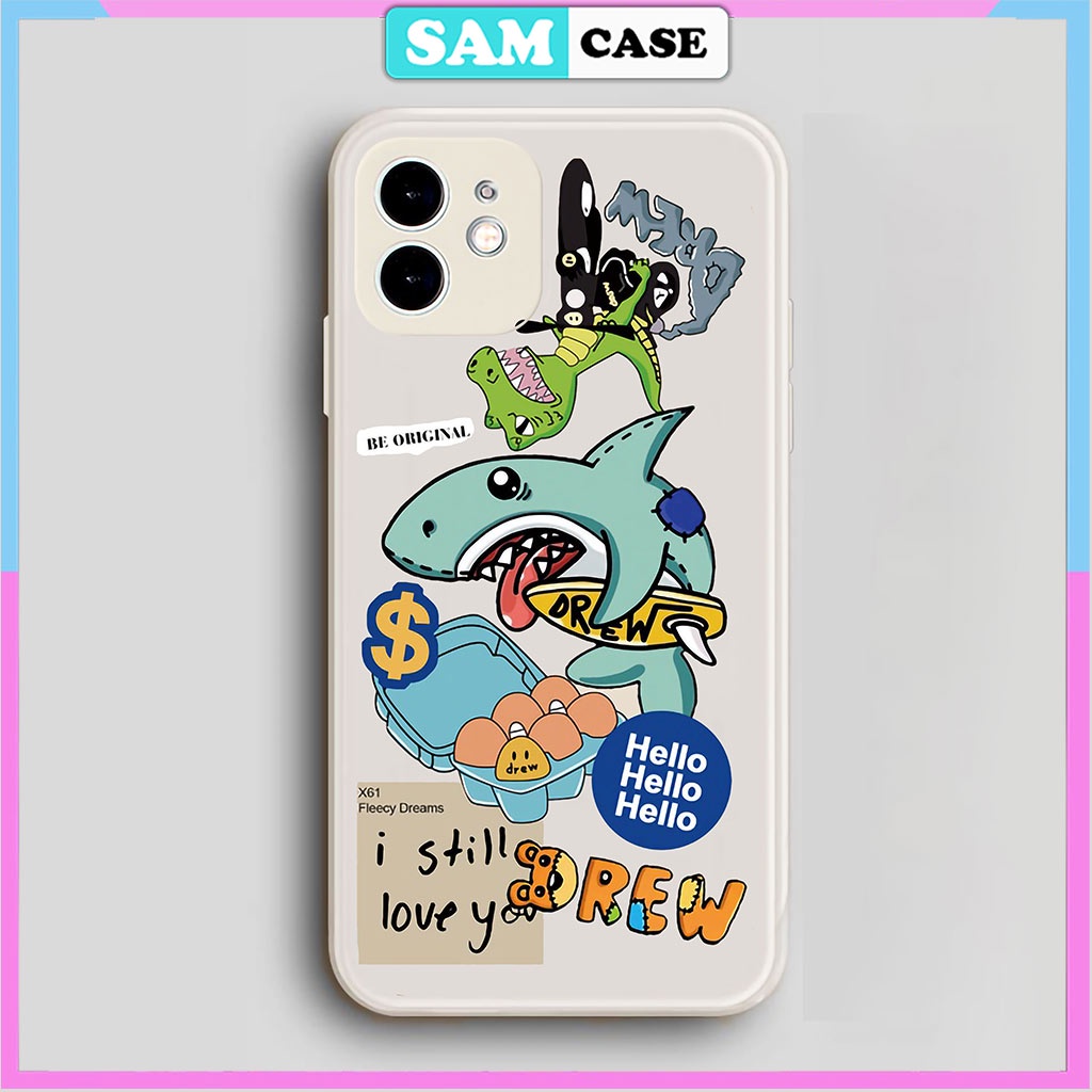 Ốp lưng iPhone 6/6s/7/8/X/XS/11/12/13 Pro Plus Max viền vuông chống sốc bảo vệ camera silicon mềm Drew Shark CA3