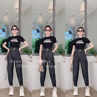Quần jeans baggy cạp cao đai chéo thảo xinh shop