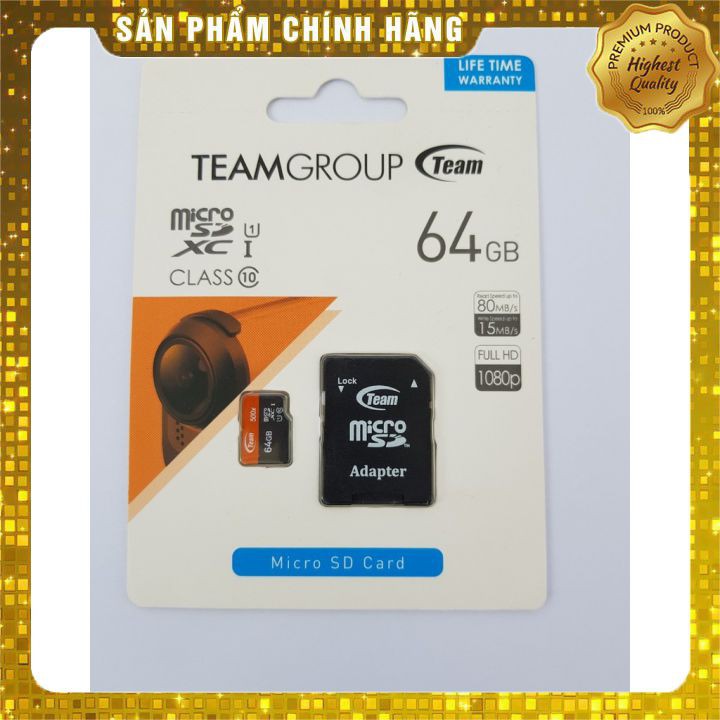 [HÀNG CHÍNH HÃNG] Thẻ nhớ - Micro SD  64G Team Chính hãng Class 10 | BigBuy360 - bigbuy360.vn