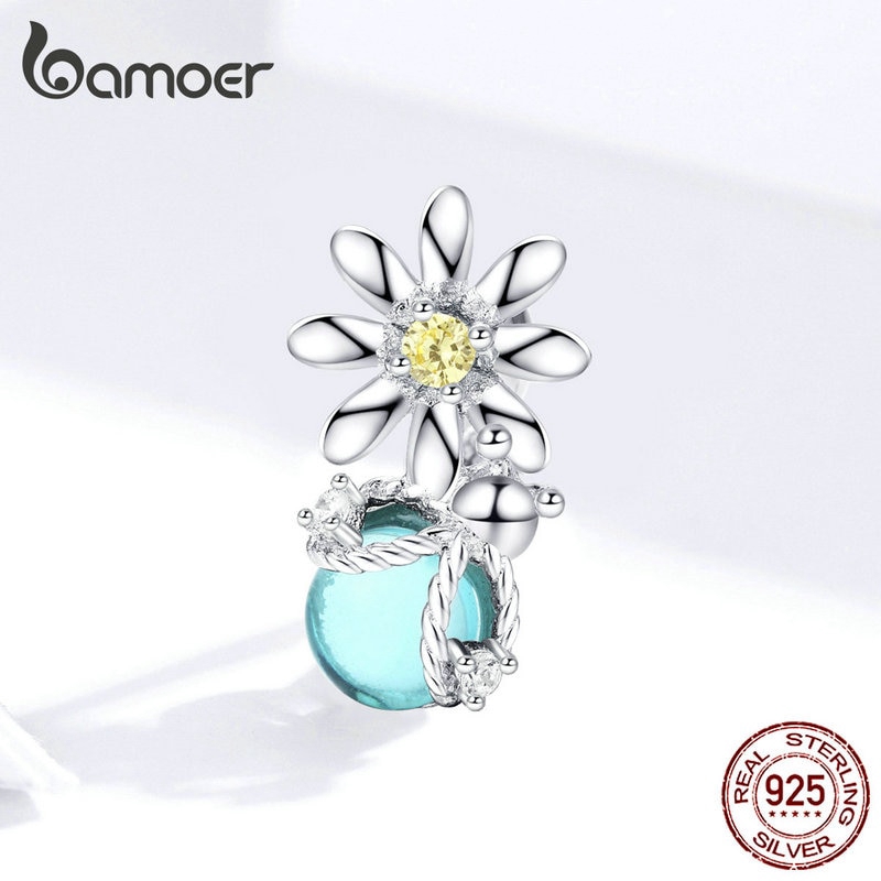 Hạt trang sức chính hãng Bamoer SCC1369 bằng bạc 925 hình đom đóm hoa cúc và rắn làm trang sức nữ