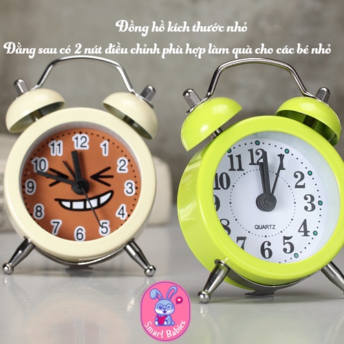 Đồng hồ báo thức mini chuông đôi cho bé, Đồng hồ mini trang trí dễ thương dáng cổ điển cho bé