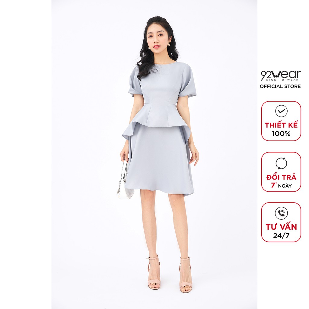 Đầm xòe 2 tầng 92WEAR váy công sở thanh lịch, tôn dáng phái đẹp DEW1088 | BigBuy360 - bigbuy360.vn
