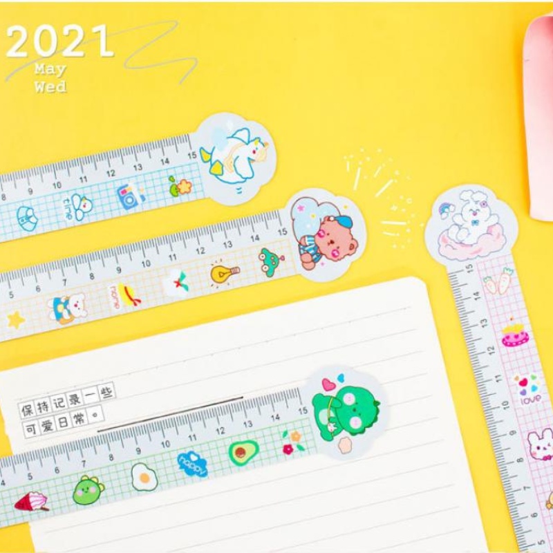 Thước Nhỏ Đo Đánh Dấu Trang Sách Hình Khủng Long Hoạt Hình 15cm