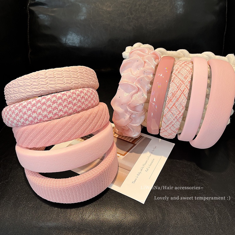 Băng Đô Cài Tóc Rửa Mặt Màu Hồng Dễ Thương Thời Trang Hàn Quốc Cho Nữ / Trẻ Em