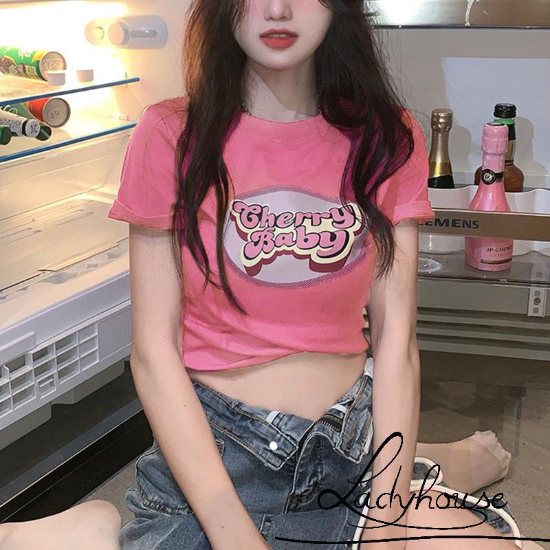 Áo Croptop Cổ Tròn Tay Ngắn In Họa Tiết Thời Trang Xuân Hè Cho Nữ