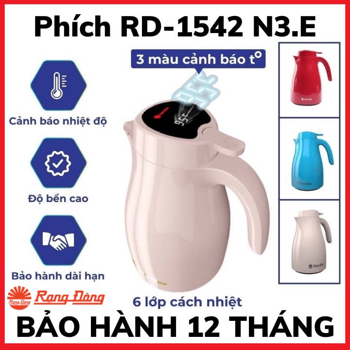Phích Rạng Đông hiển thị nhiệt độ thông minh-Dung tích 1,5 lit-Model: RD-1542 N3.E-Bảo hành 12 tháng