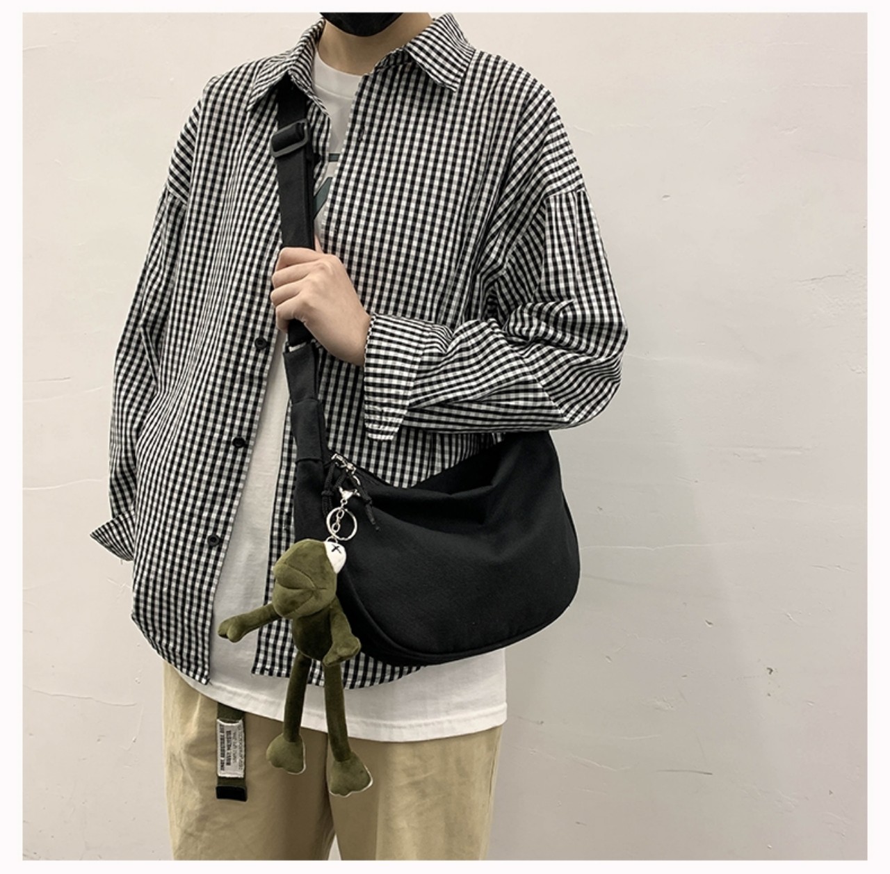 Túi tote bán nguyệt vải canvas đeo chéo đi hoc unisex  phong cách ulzzang thời trang cao cấp BN021