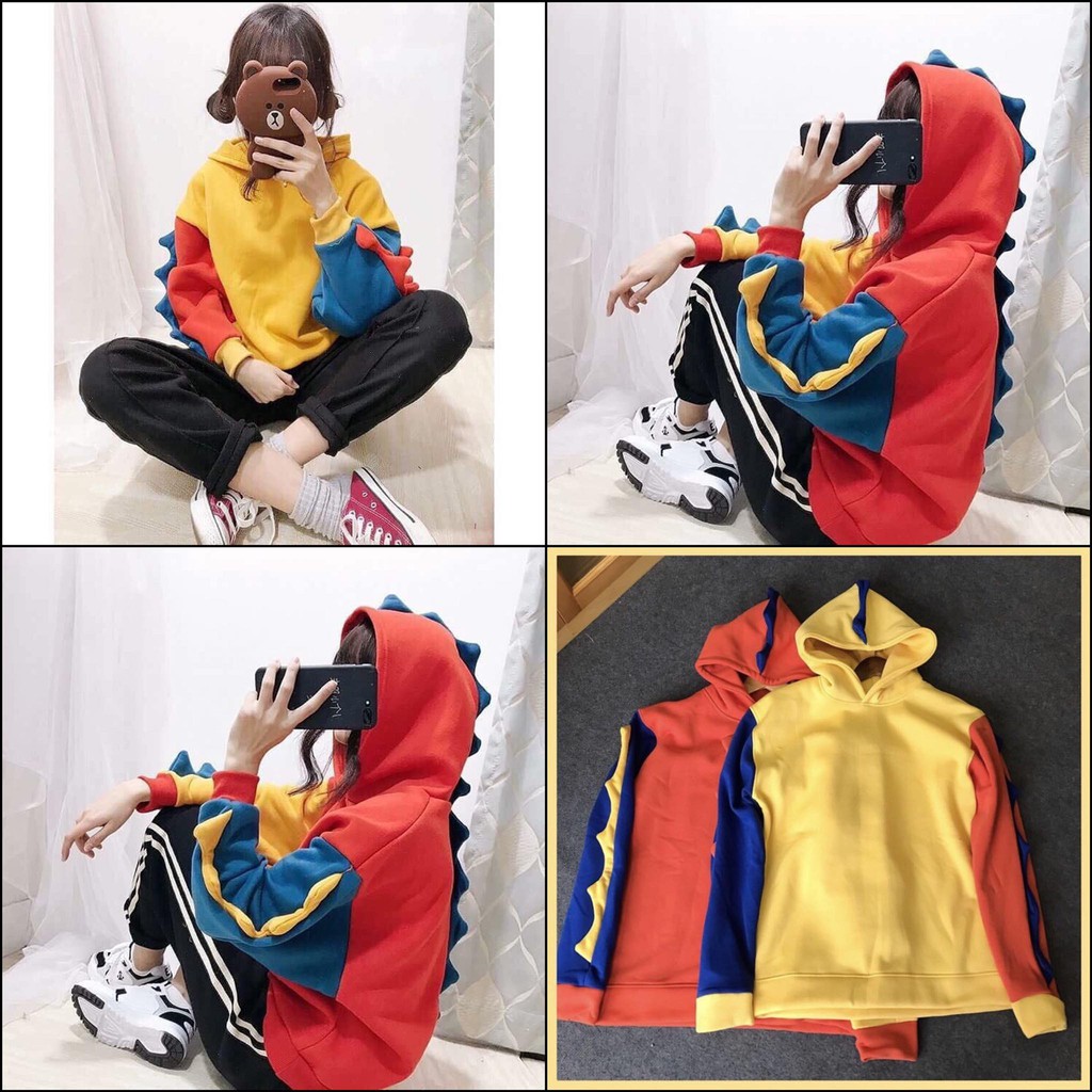 Áo Khoác Hoodie YAYSHOP unisex nam nữ chất nỉ lót bông dày dặn - HOODIE KHỦNG LONG siêu dễ thương