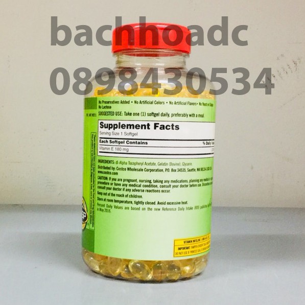 [date 2/2025 - hàng sẵn] (bill Costco) Vitamin E Thiên Nhiên 400 I.U Kirkland Signature 500 Viên Của Mỹ | BigBuy360 - bigbuy360.vn