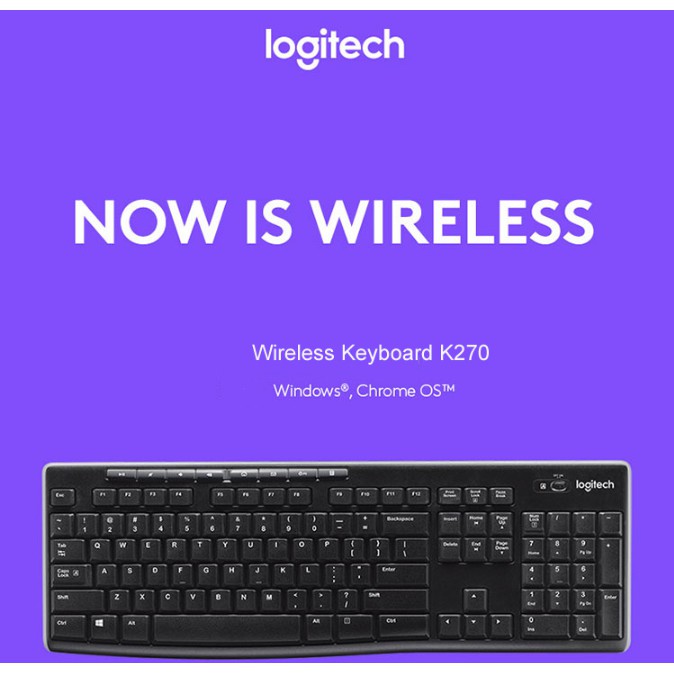 Logitech K270 Wireless Gaming Keyboard 2.4G Portable PC Gamer Ergonomics for Computer Receiver