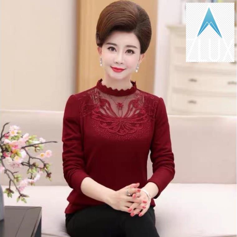 Áo thu đông nữ trung niên sẵn màu cam đất xl