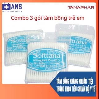 Combo 3 gói tăm bông Softtana vệ sinh tai, mũi trẻ em, người lớn