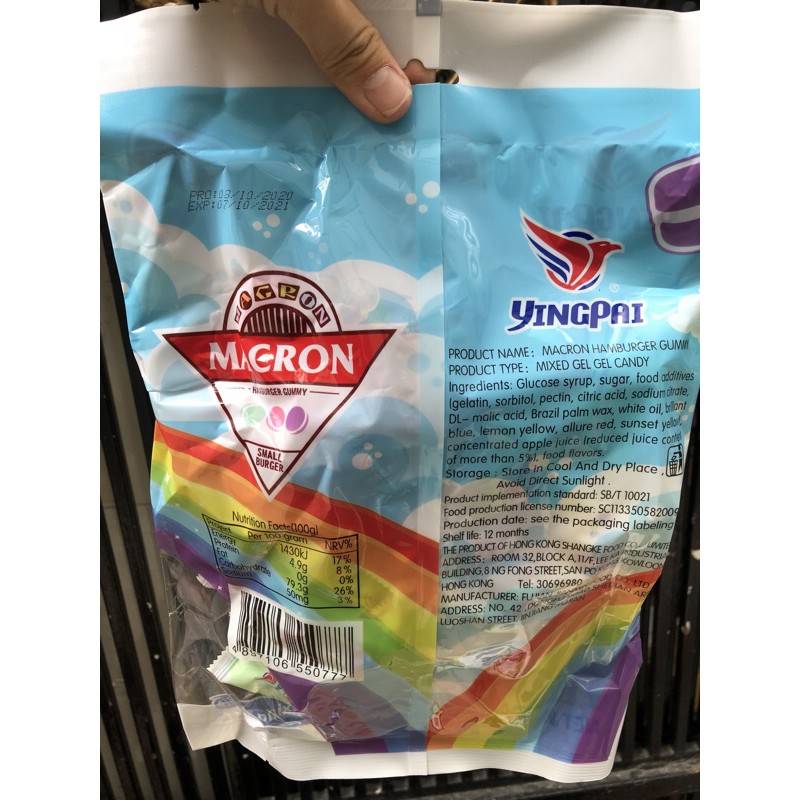 Kẹo Macron hamburger gummy gói 300gram