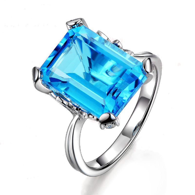 (Bán Sỉ) Nhẫn Đính Đá Topaz Xanh Thời Trang