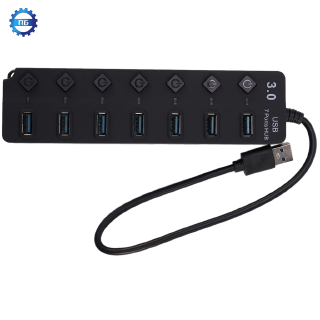 Hub chia 7 cổng usb 3.0 5gbps tốc độ cao có công tắc on / off cho macbook laptop pc