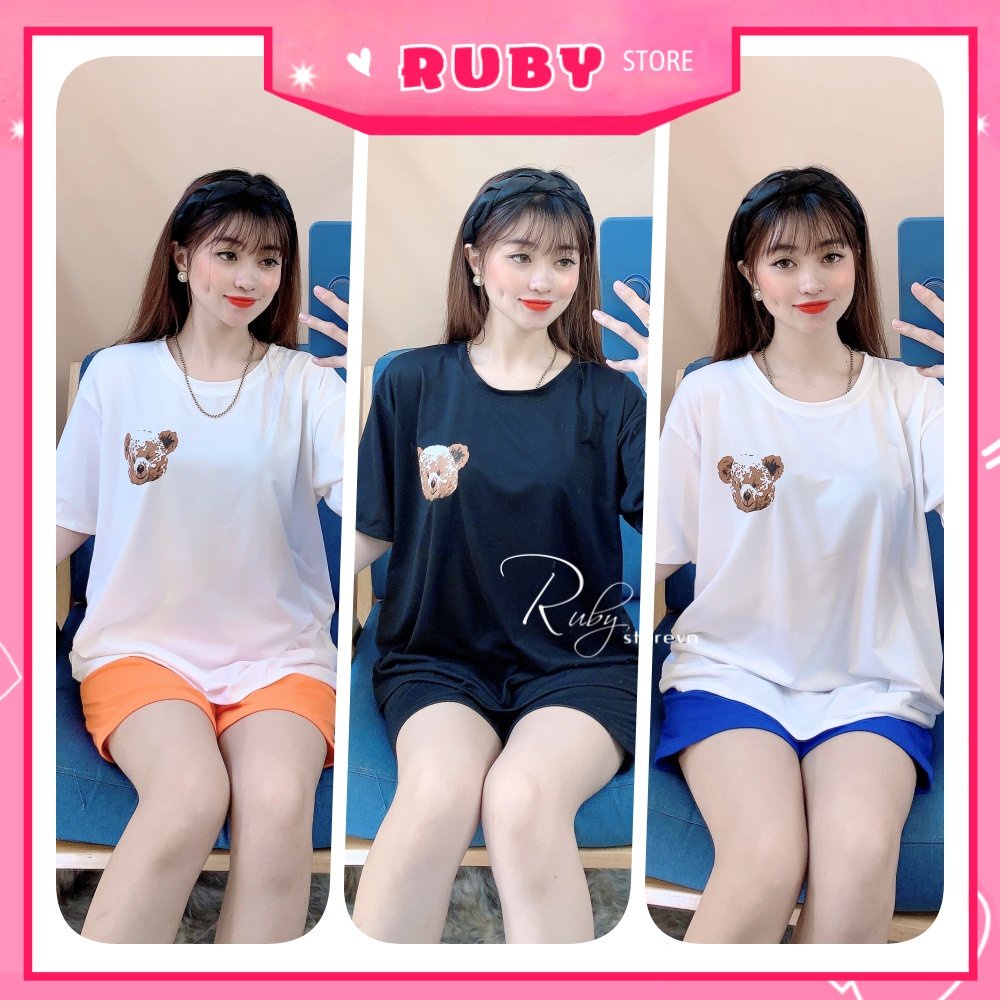 Đồ bộ đùi phom to cho nữ mặc nhà chất thun mềm mát in hình gấu hoạt hình dễ thương TP94