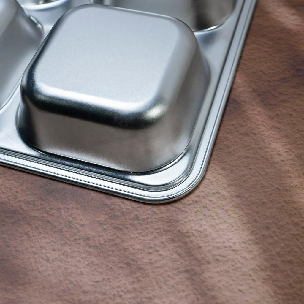 Khay cơm 4 ngăn 33x23x4cm inox 201 có ngăn để đũa loại dày
