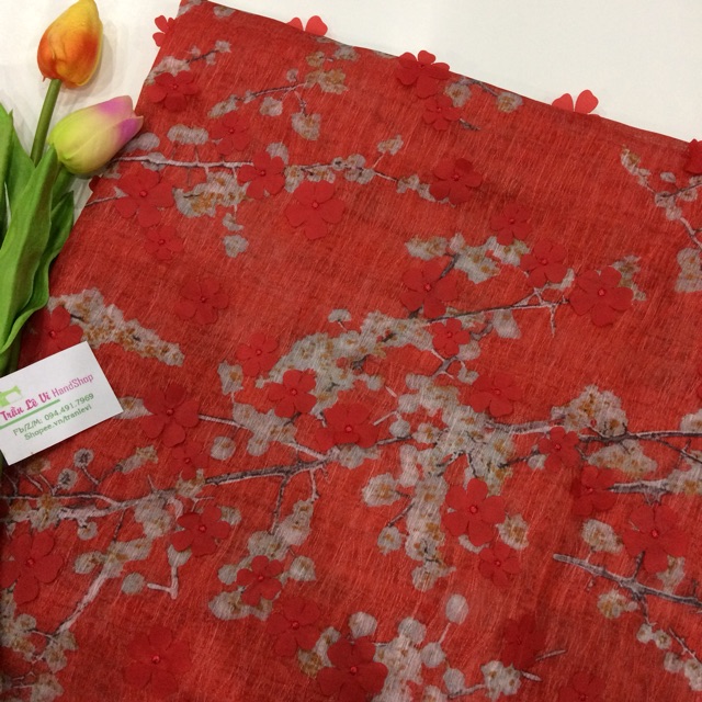 V189🌈 VẢI ORGANZA 3D CAO CẤP HOẠ TIẾT NHẬT BẢN MAY ĐỒ CHO DOLL, OBITSU, DIY, HANDMADE, QUILTING, SCRUNCHIES, DECOR..