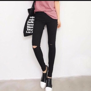 Quần bò giấy, cạp cao rách gối, co dãn,video, ảnh thật