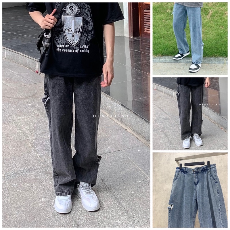 QUẦN JEANS RÁCH 5975 MÀU XANH VÀ ĐEN PHONG CÁCH CÁ TÍNH