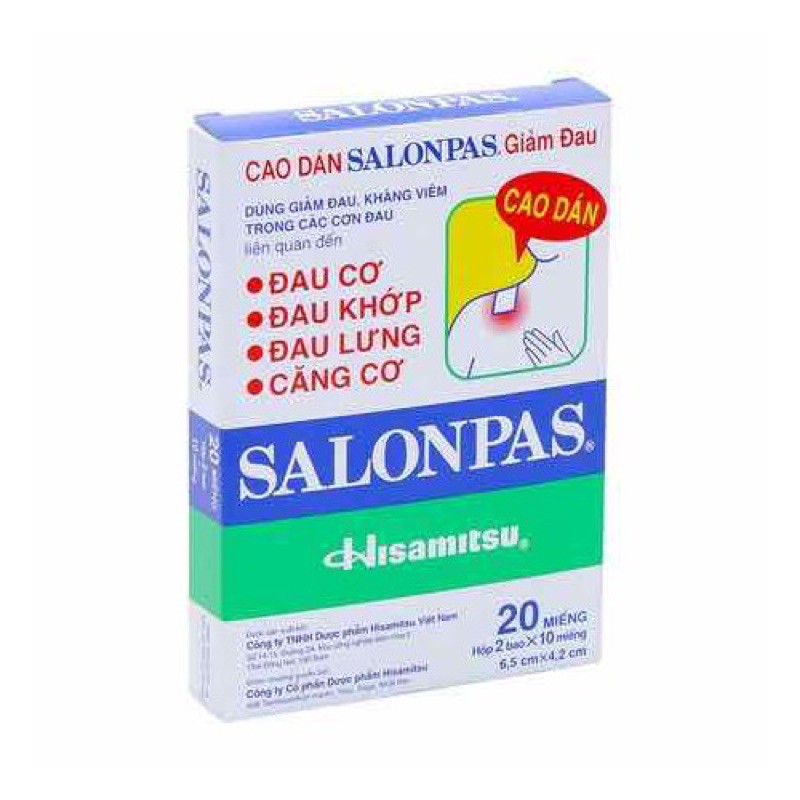 cao dán salonpas hộp 20 miếng