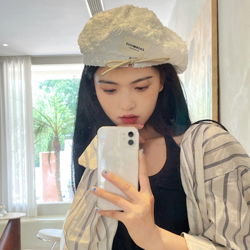 Mũ Beret Mỏng Màu Trơn Phong Cách Thời Trang Hàn Quốc Cho Nữ