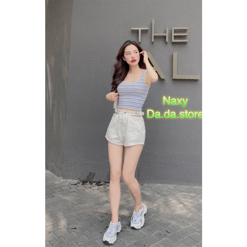 short nữ đen trắng lưng khoen cá tính 3257