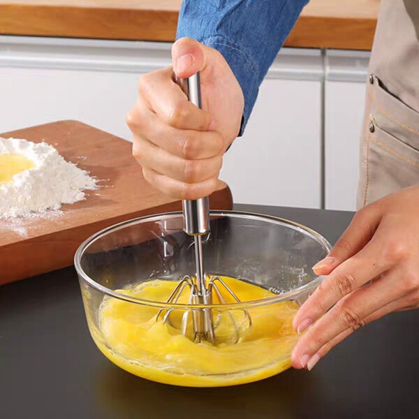 Máy đánh trứng cầm tay bán tự động thông minh, Cây đánh trứng thép không gỉ inox 304 có trục xoay tiện lợi
