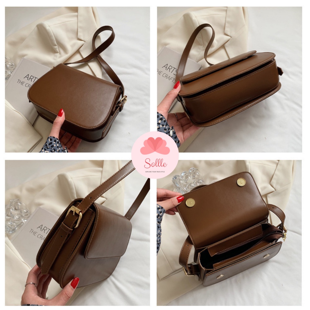 Túi xách nữ đẹp đeo chéo thời trang công sở cao cấp da PU phong cách Hàn Quốc Sollle