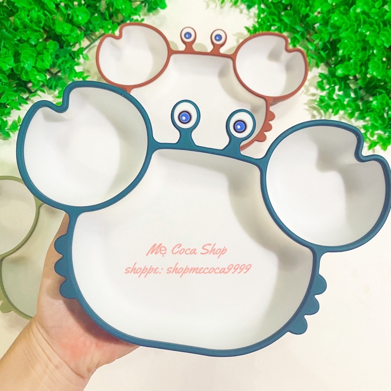 Khay cua Silicon Ăn Dặm Có Đế Dính Chống Lật Đổ