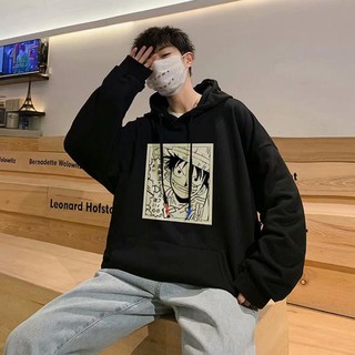 Sale- áo sweater dáng rộng in hoạt hình one piece cá tính cho nam - cực hot