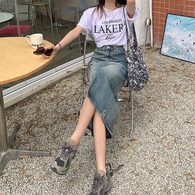 Chân váy jean Dáng Chữ A Lưng Cao Phong Cách Hàn Quốc Thời Trang Cho Nữ