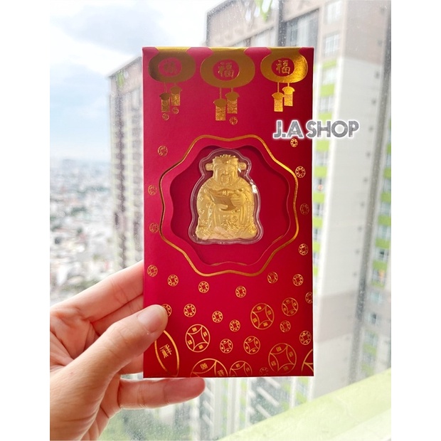 Bao Lì Xì Thần Tài Mạ Vàng May Mắn, Bao Lì Xì Tết May Mắn Hồng Kong Tết 2022, Lì Xì Độc Lạ Tuyển Sỉ