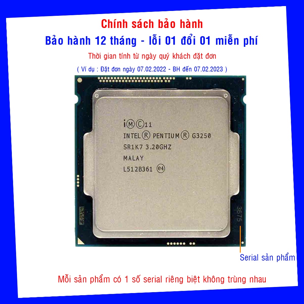 Cpu g3250 bóc máy đồng bộ chính hãng intel bảo hành 1 năm