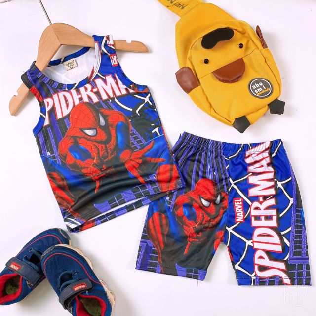 12_24kg Bộ thun lạnh 3D người nhện, doremon bé trai ảnh thật, video KHĂN RẰN SHOP