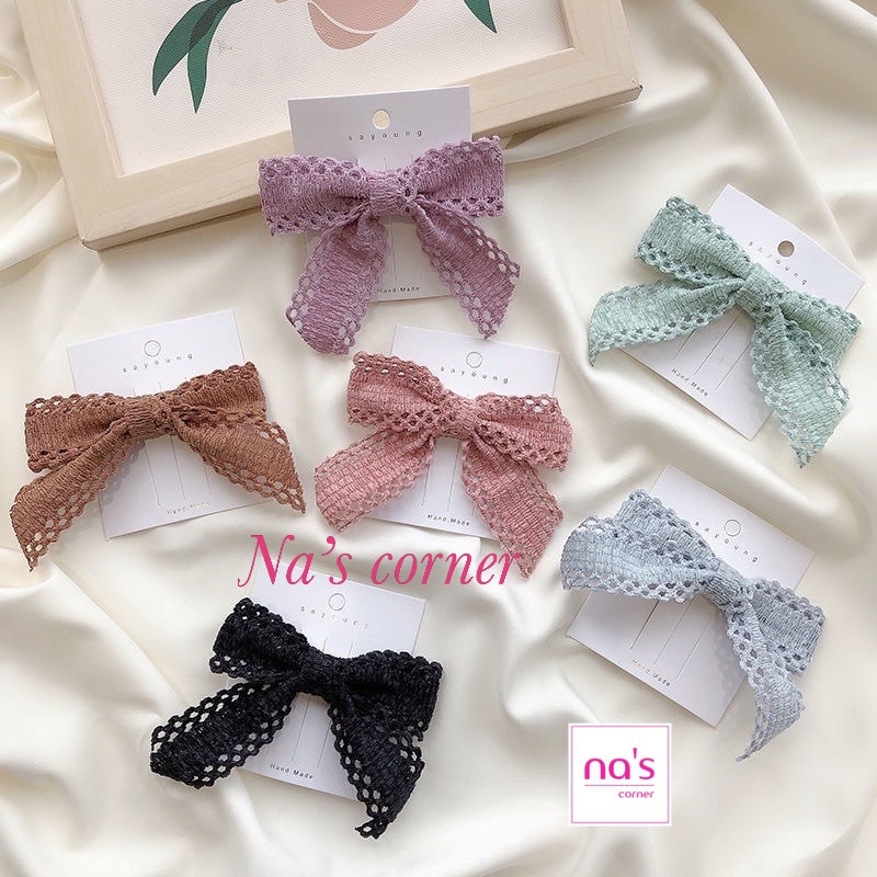 Kẹp tóc mỏ vịt nơ vải xinh xắn, dễ thương phong cách Hàn Quốc