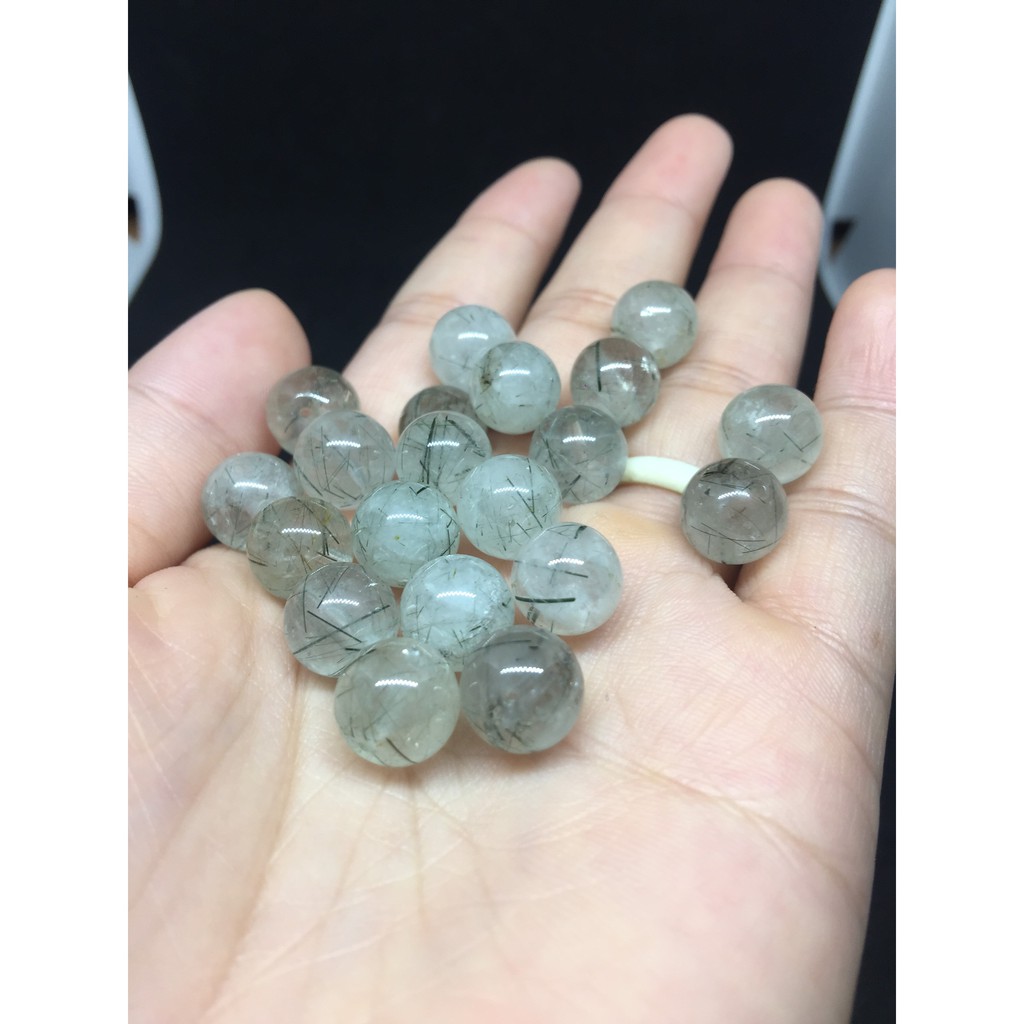 Hạt tròn Light Green Rutilated Quartz - Handmade