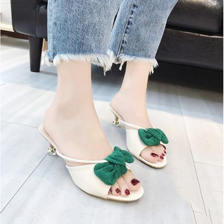 (CÓ.ẢNH.THẬT) Dép gót kiểu buộc nơ cao cấp - D328