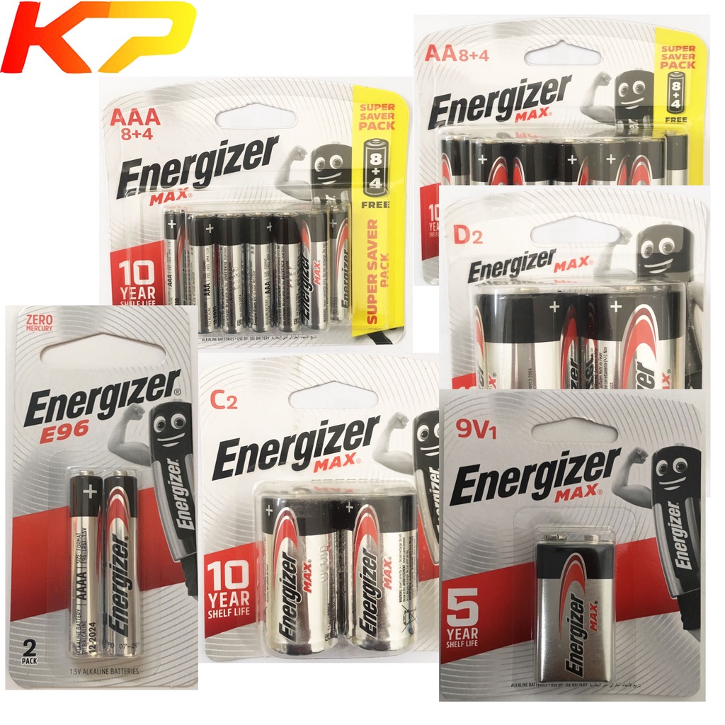 Pin AA, AAA, D, C, 9V, AAAA Energizer  1.5v Chính hãng Energizer Vỉ 12 viên