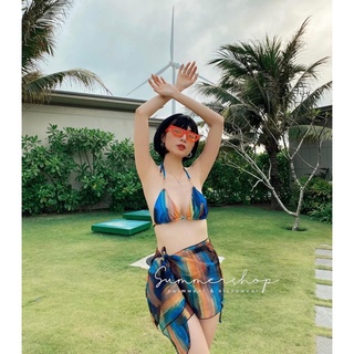 Bikini 2 mảnh set 3 chi tiết kèm khăn quấn