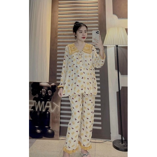 BỘ PIJAMA MẶC NHÀ CHO CHỊ EM BẦU VÀ SAU SINH CÓ KHOÁ TI CHẤT ĐŨI LỤA