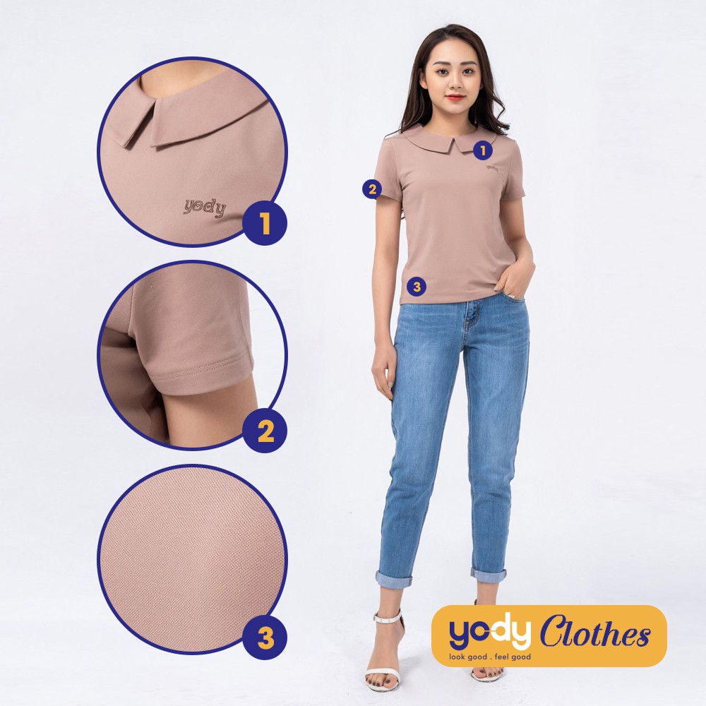 [Mã WABRYODY1 giảm 10% đơn 250K] Áo kiểu nữ cổ sen YODY nữ tính thanh lịch chất vải cao cấp thấm hút tốt APN3688