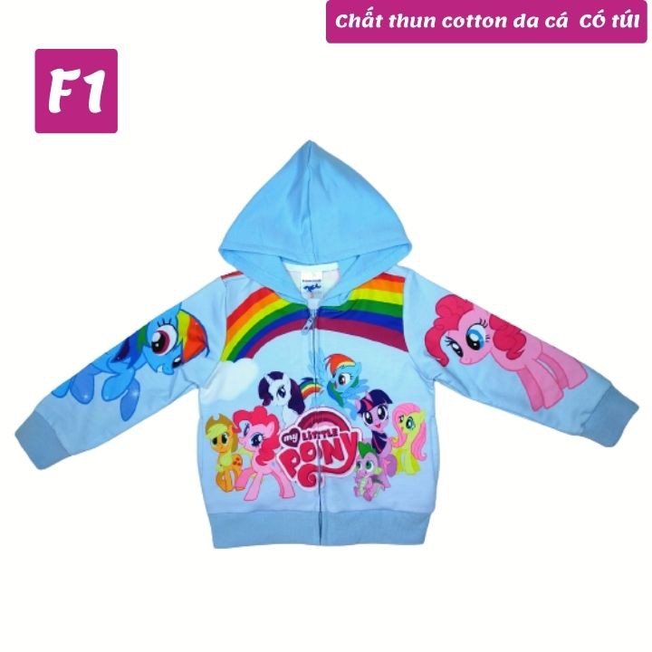 Áo khoác bé gái Pony cầu vồng từ 11-43kg - Thun cotton da cá in 3D cực chất - Tomchuakids